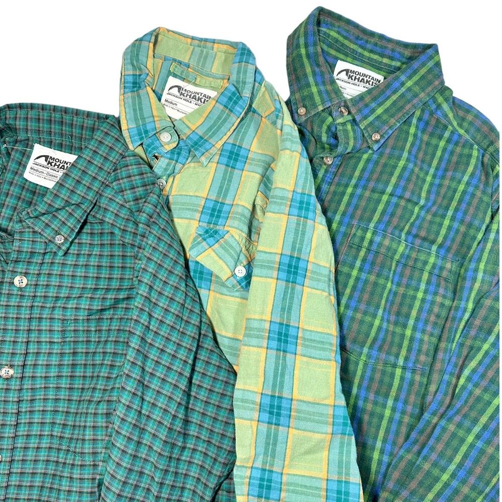 Mountain Khakis Lot Bundle of 3 Long Sleeve Button Down Shirts in Green Medium